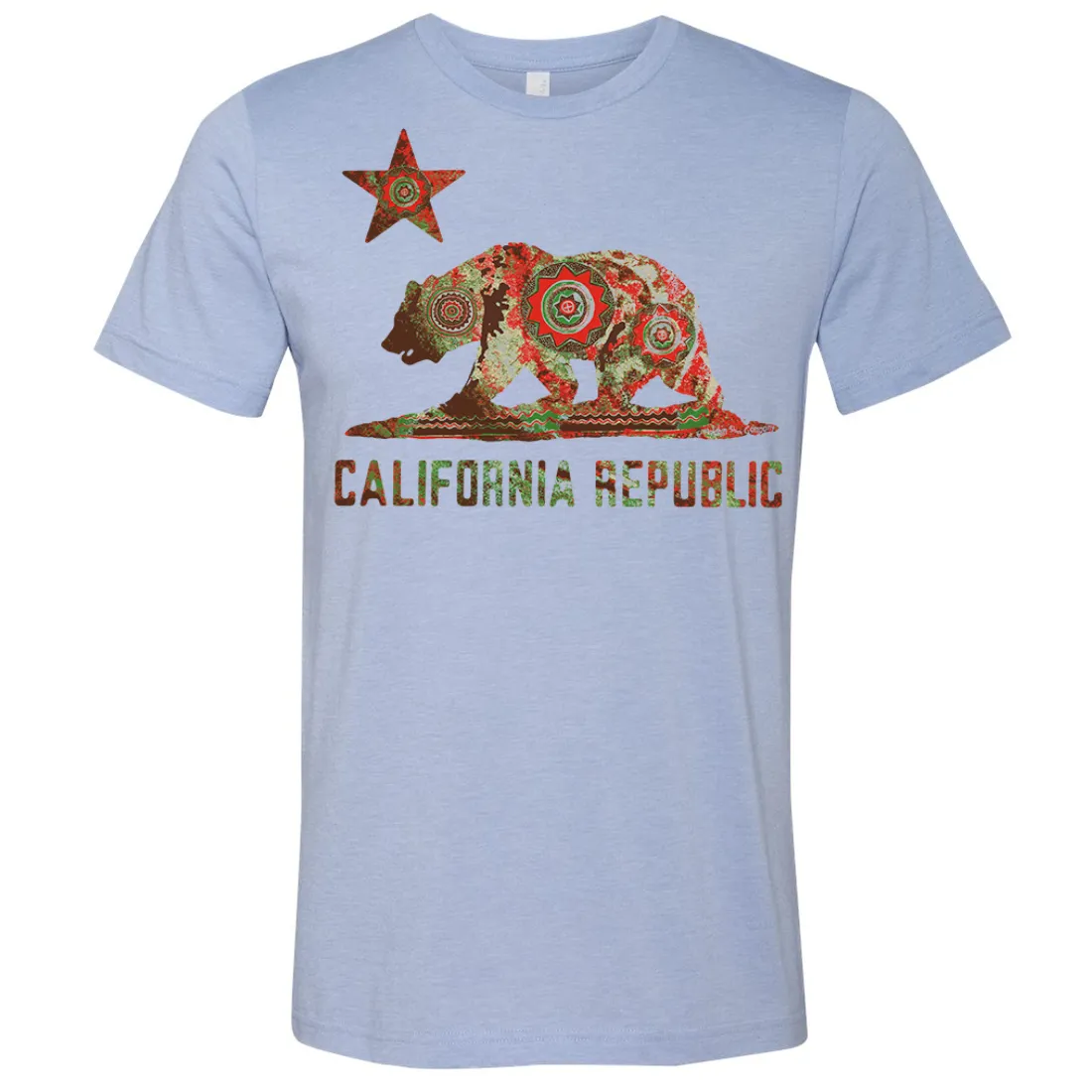 California Chumash Mandala Bear Asst Colors Mens Lightweight Fitted T-Shirt/tee