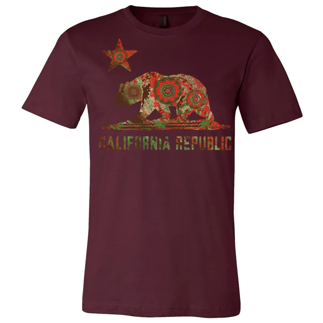 California Chumash Mandala Bear Asst Colors Mens Lightweight Fitted T-Shirt/tee