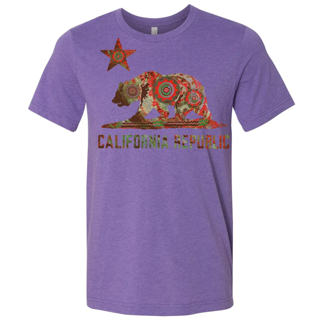 California Chumash Mandala Bear Asst Colors Mens Lightweight Fitted T-Shirt/tee