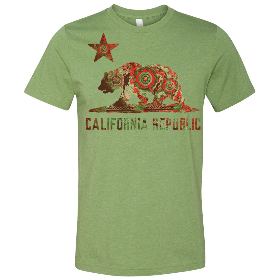 California Chumash Mandala Bear Asst Colors Mens Lightweight Fitted T-Shirt/tee