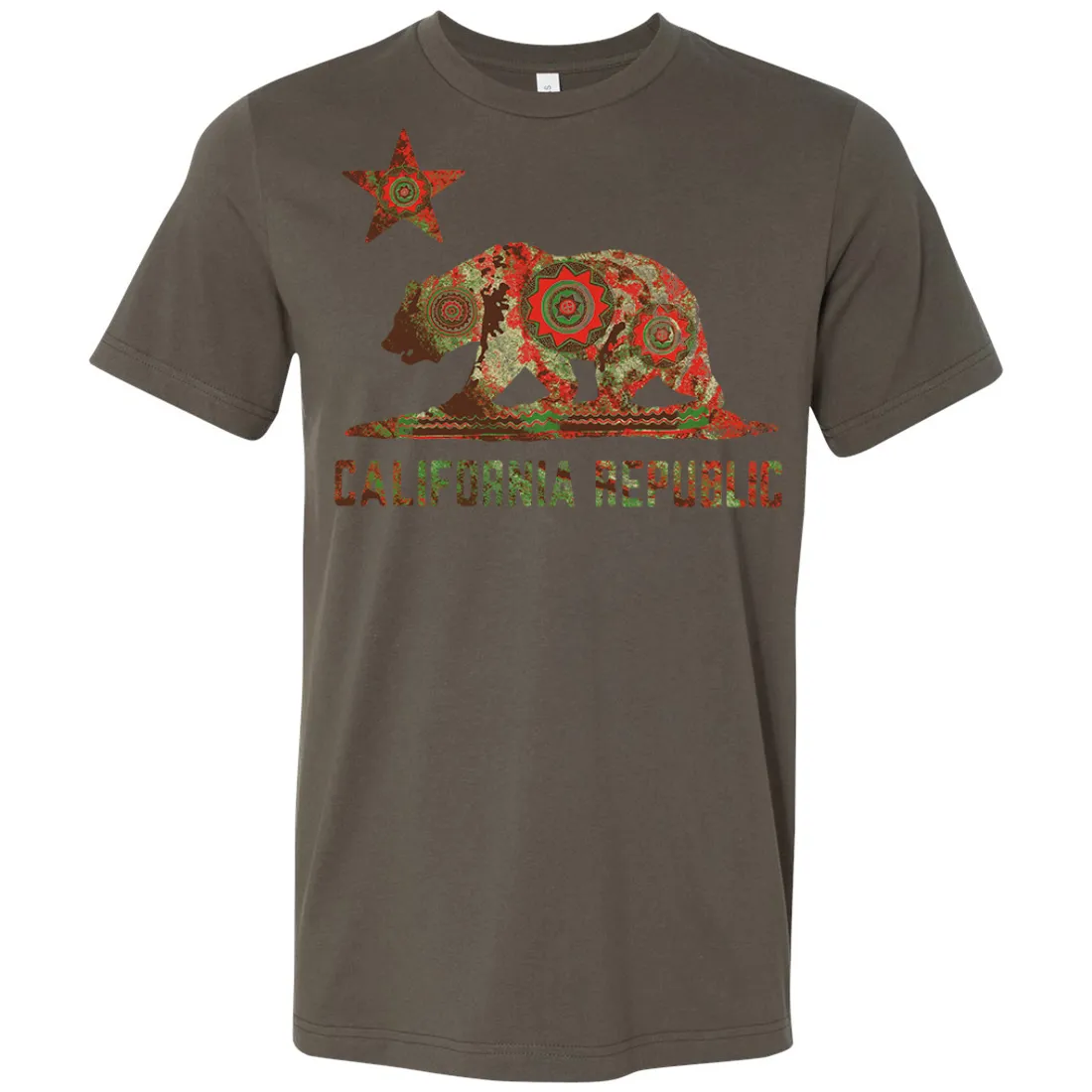 California Chumash Mandala Bear Asst Colors Mens Lightweight Fitted T-Shirt/tee