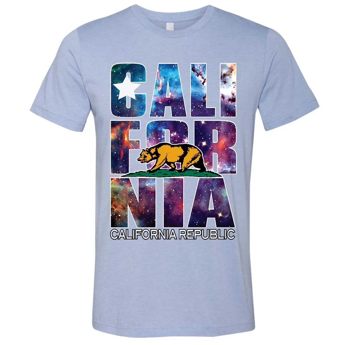 California Cosmic Flag Logo In Space Galaxy Asst Colors Mens Fitted Tee