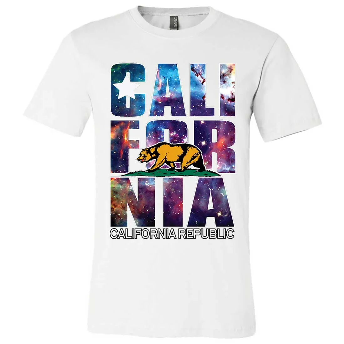 California Cosmic Flag Logo In Space Galaxy Asst Colors Mens Fitted Tee