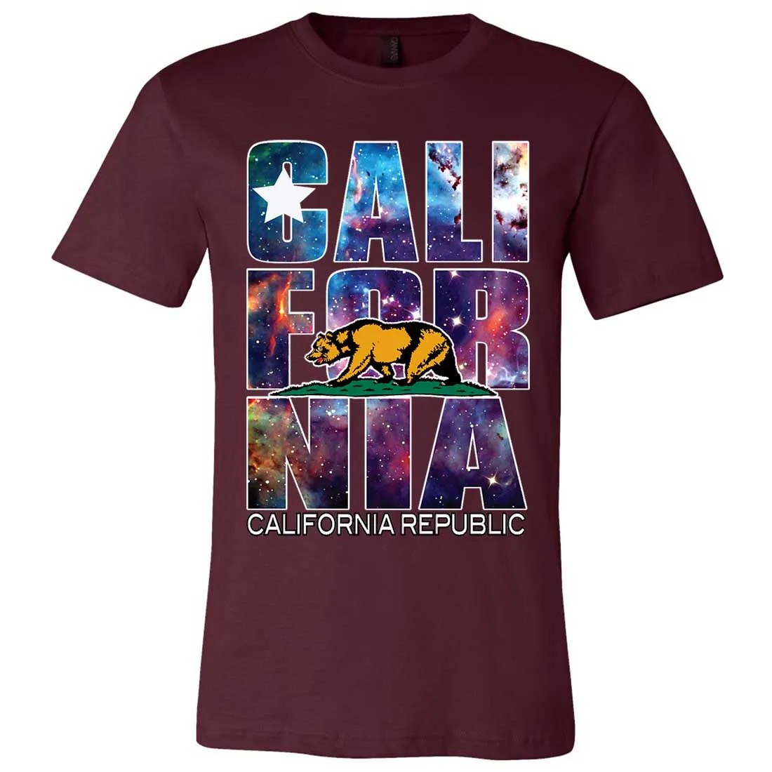 California Cosmic Flag Logo In Space Galaxy Asst Colors Mens Fitted Tee