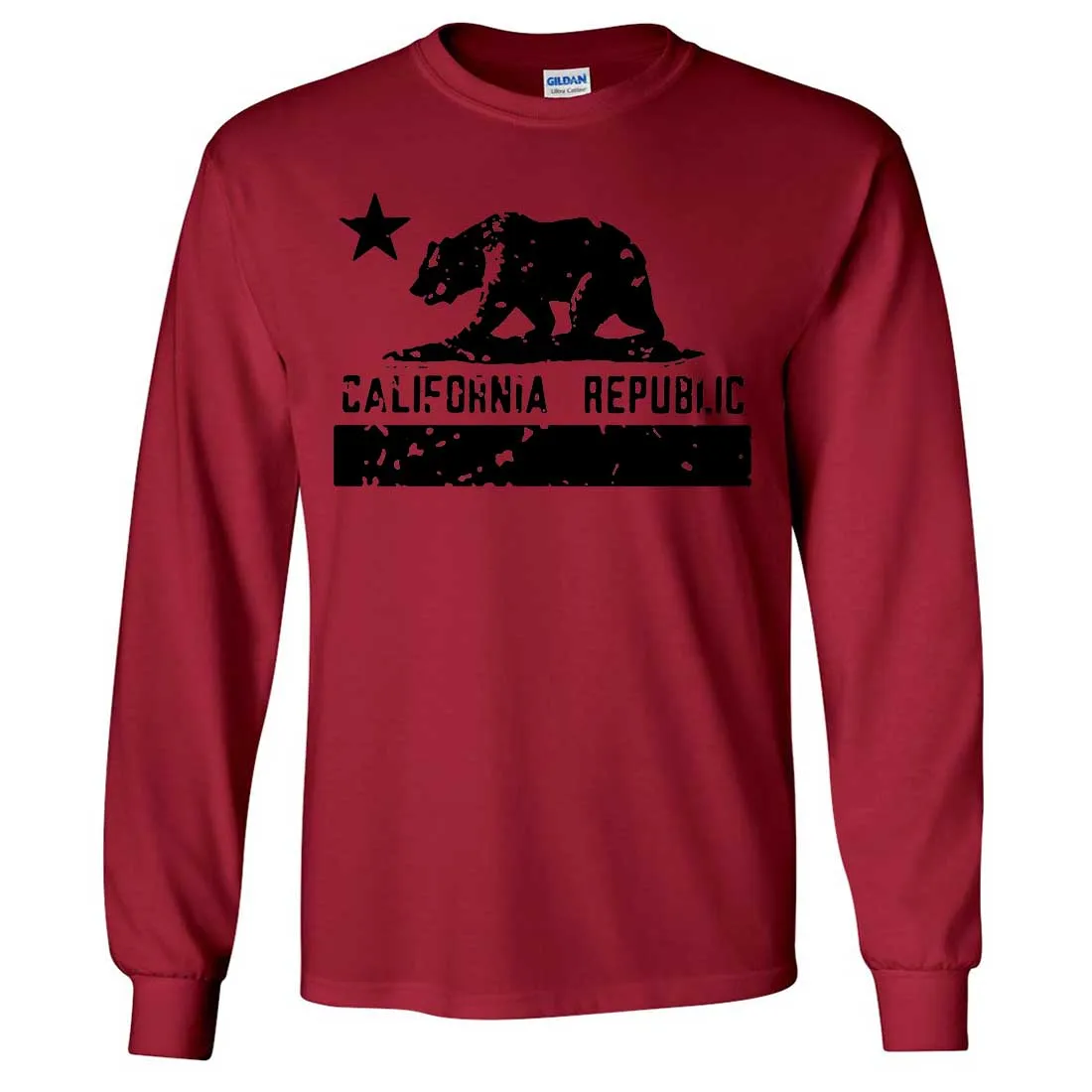 California Flag Black Print Silhouette Long Sleeve Shirt