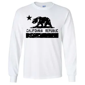 California Flag Black Print Silhouette Long Sleeve Shirt