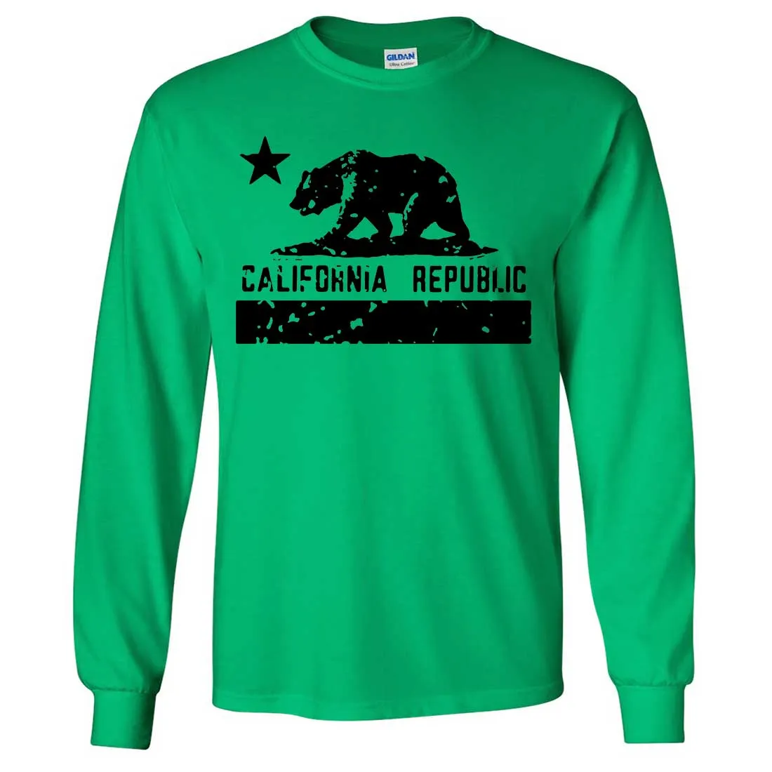 California Flag Black Print Silhouette Long Sleeve Shirt