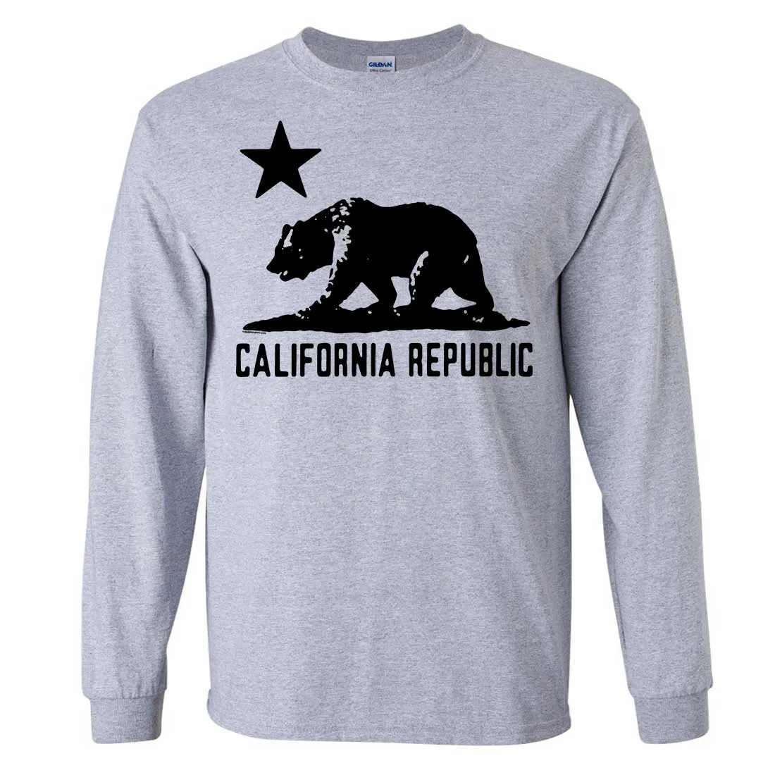 California Flag Oversize Black Silhouette Long Sleeve Shirt