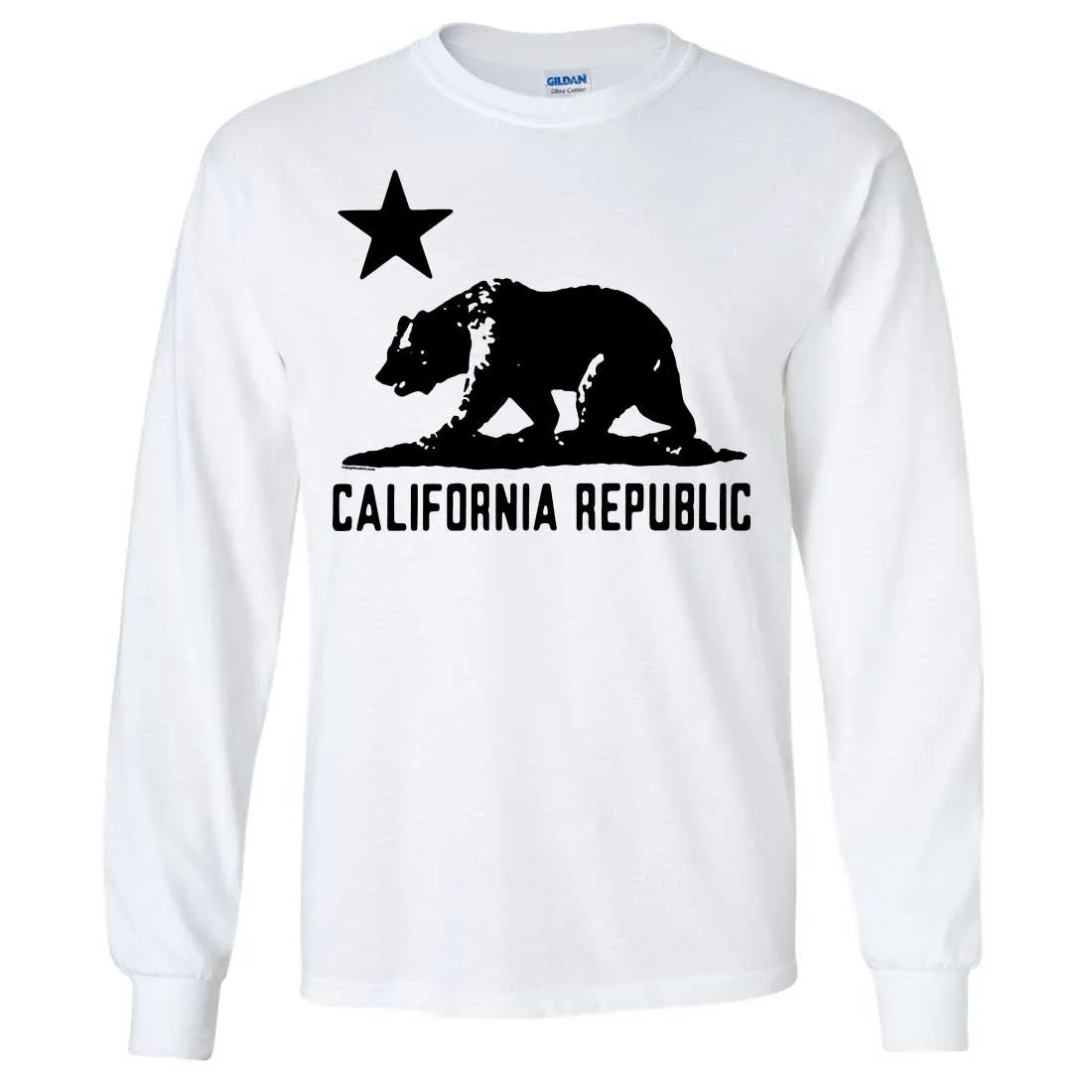 California Flag Oversize Black Silhouette Long Sleeve Shirt