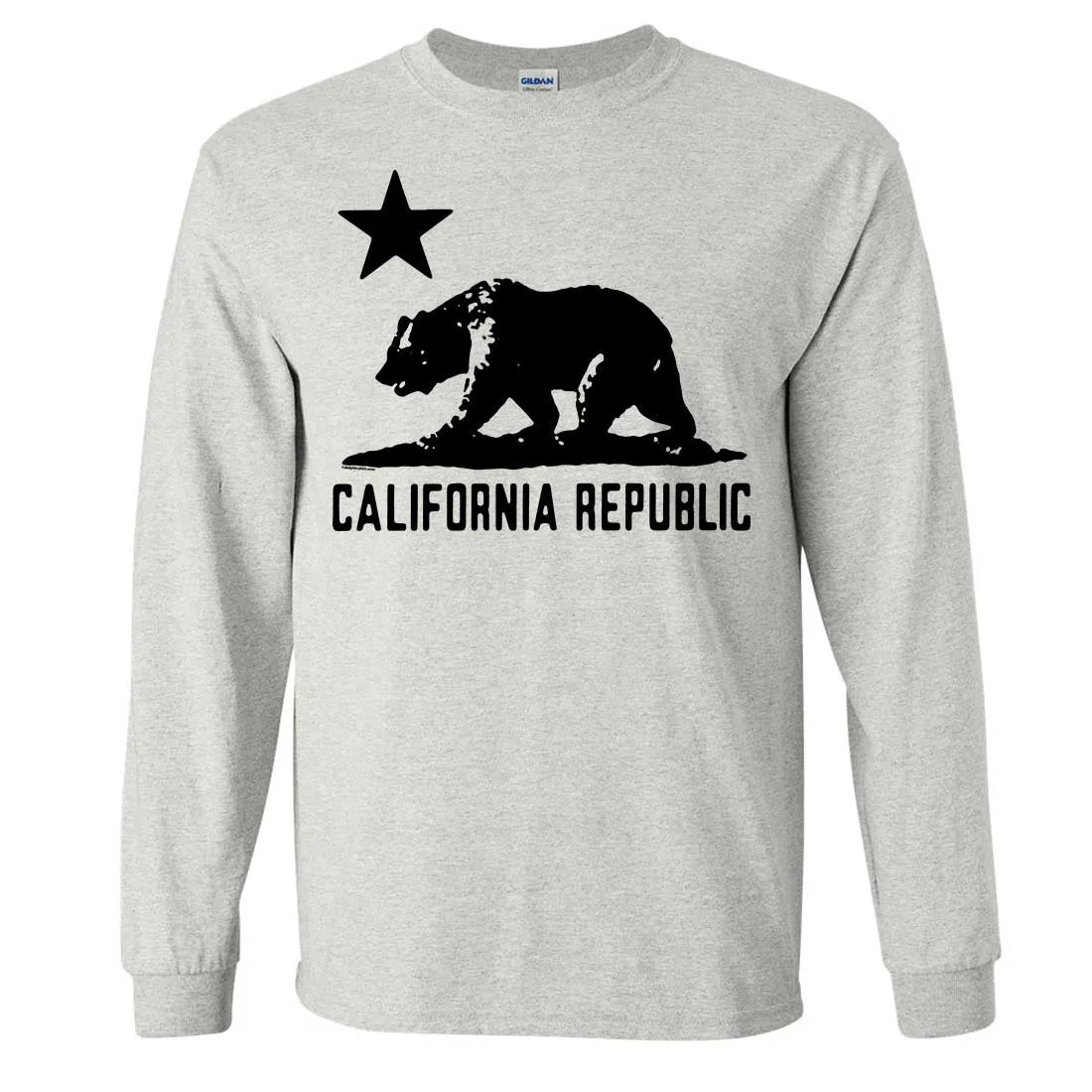 California Flag Oversize Black Silhouette Long Sleeve Shirt