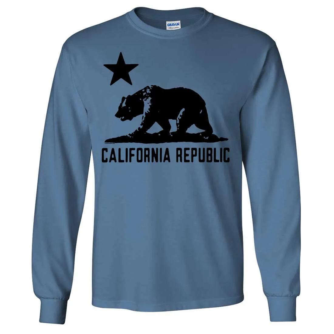 California Flag Oversize Black Silhouette Long Sleeve Shirt