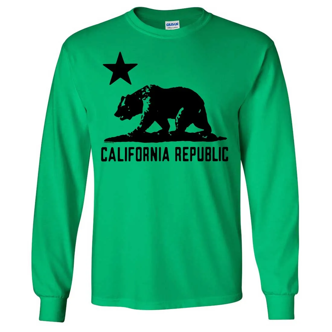 California Flag Oversize Black Silhouette Long Sleeve Shirt