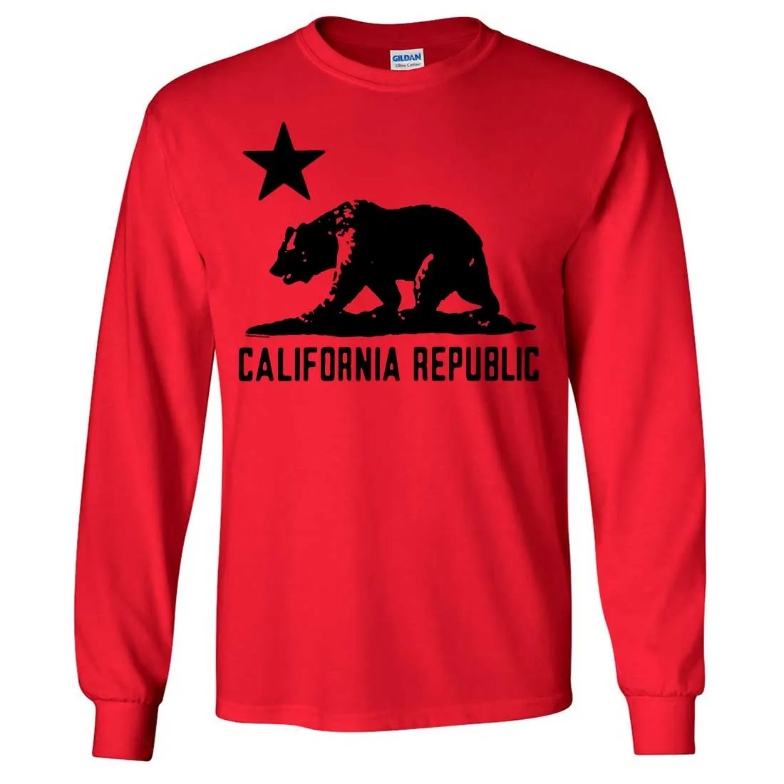 California Flag Oversize Black Silhouette Long Sleeve Shirt