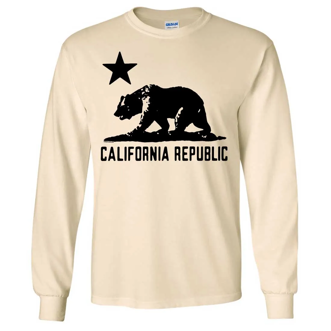 California Flag Oversize Black Silhouette Long Sleeve Shirt