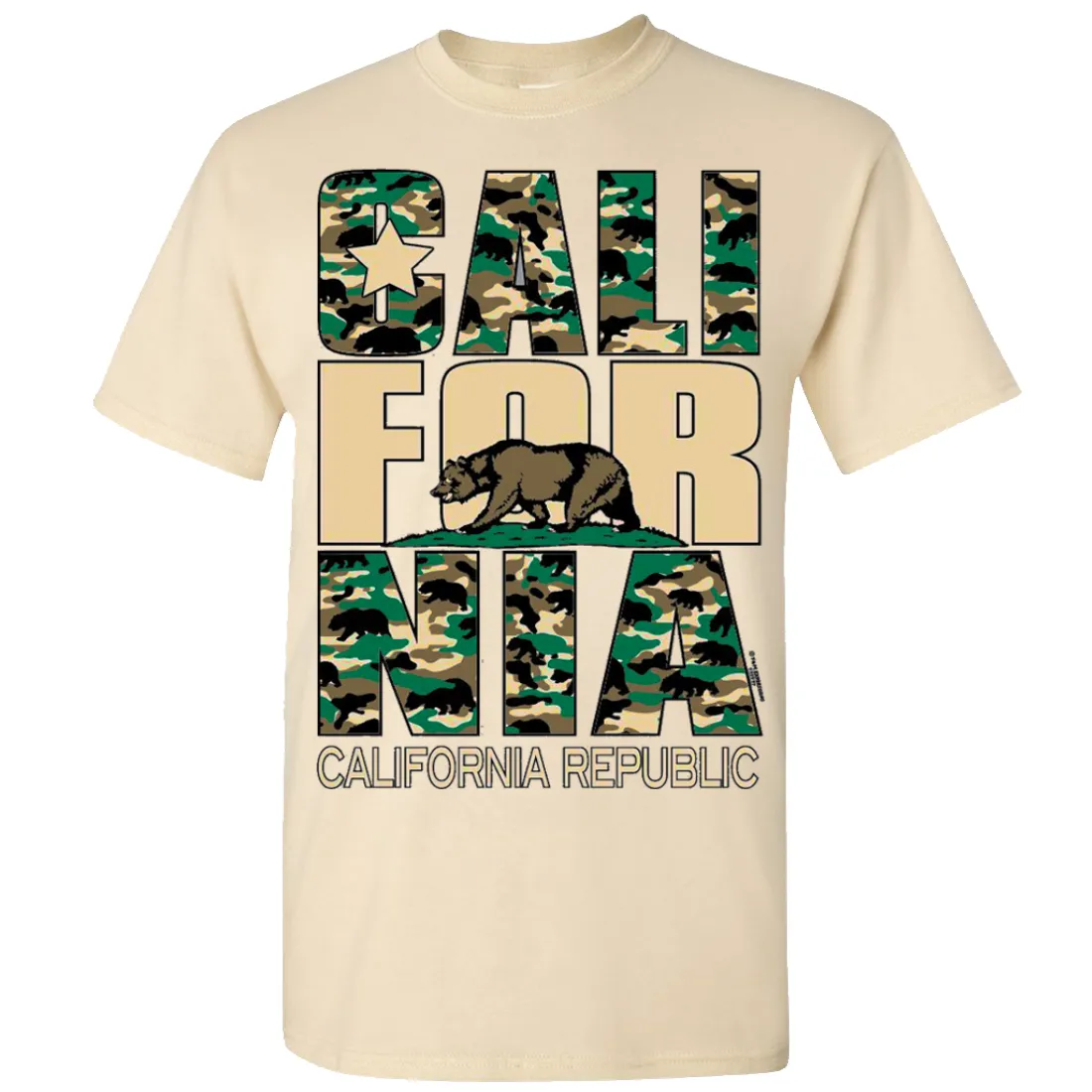 California Flag Retro Camo Camouflage Asst Colors T-shirt