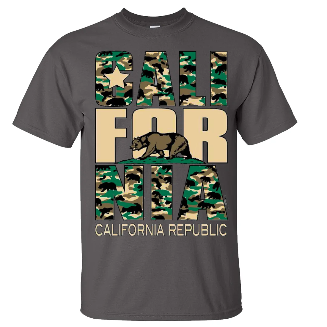 California Flag Retro Camo Camouflage Asst Colors T-shirt