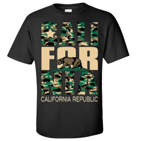 California Flag Retro Camo Camouflage Asst Colors T-shirt