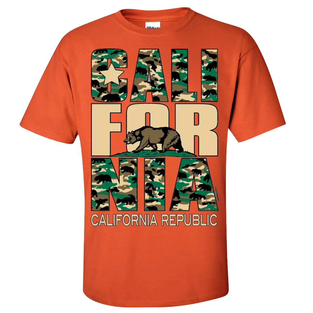 California Flag Retro Camo Camouflage Asst Colors T-shirt