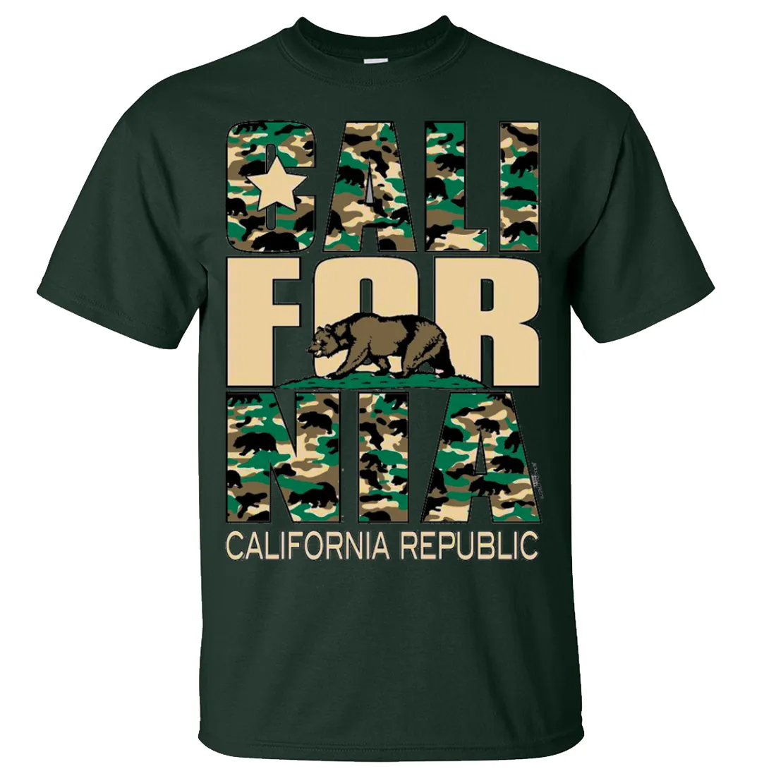 California Flag Retro Camo Camouflage Asst Colors T-shirt