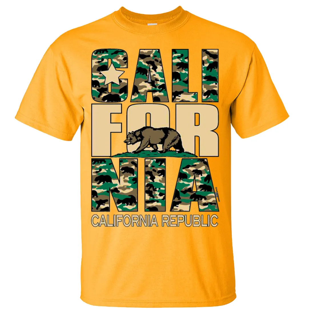 California Flag Retro Camo Camouflage Asst Colors T-shirt