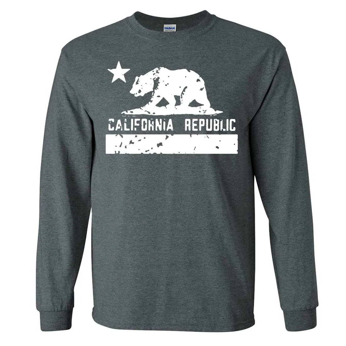 California Flag White Print Silhouette Long Sleeve Shirt