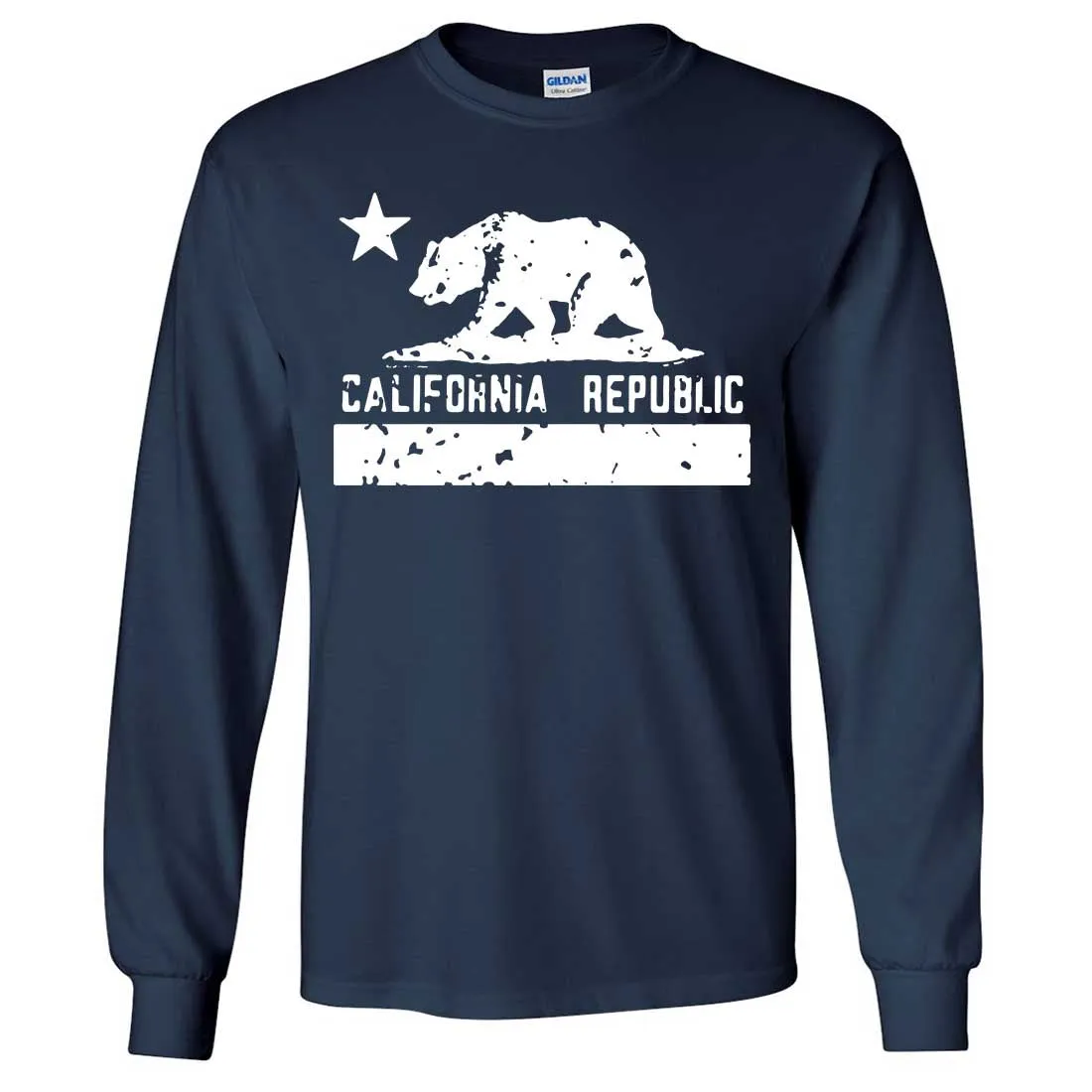 California Flag White Print Silhouette Long Sleeve Shirt