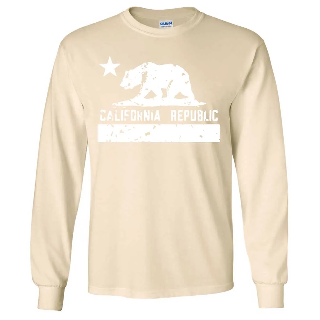 California Flag White Print Silhouette Long Sleeve Shirt