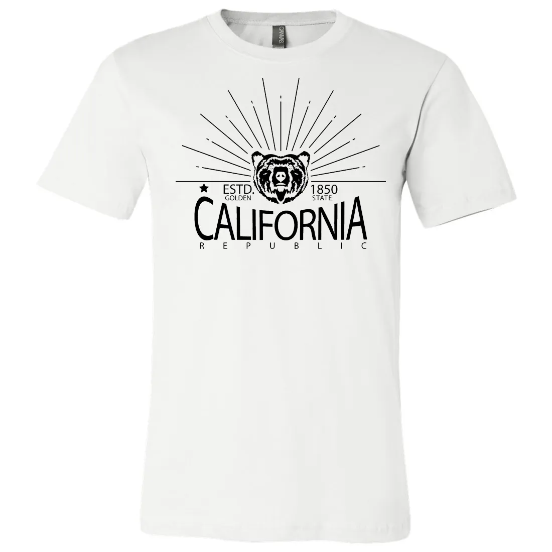 California Golden State Black Print Asst Colors Mens Lightweight Fitted T-Shirt/tee