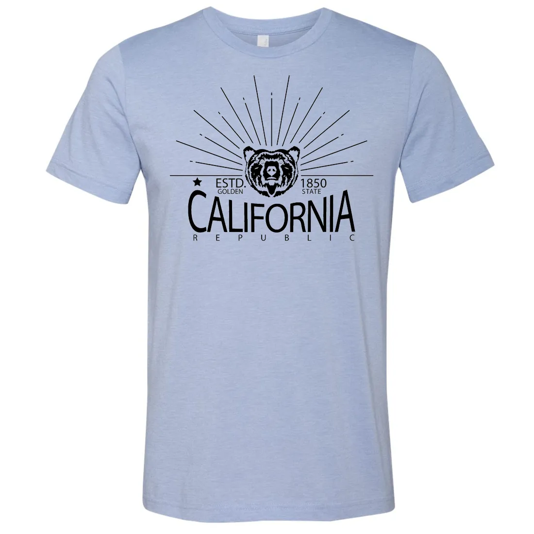 California Golden State Black Print Asst Colors Mens Lightweight Fitted T-Shirt/tee