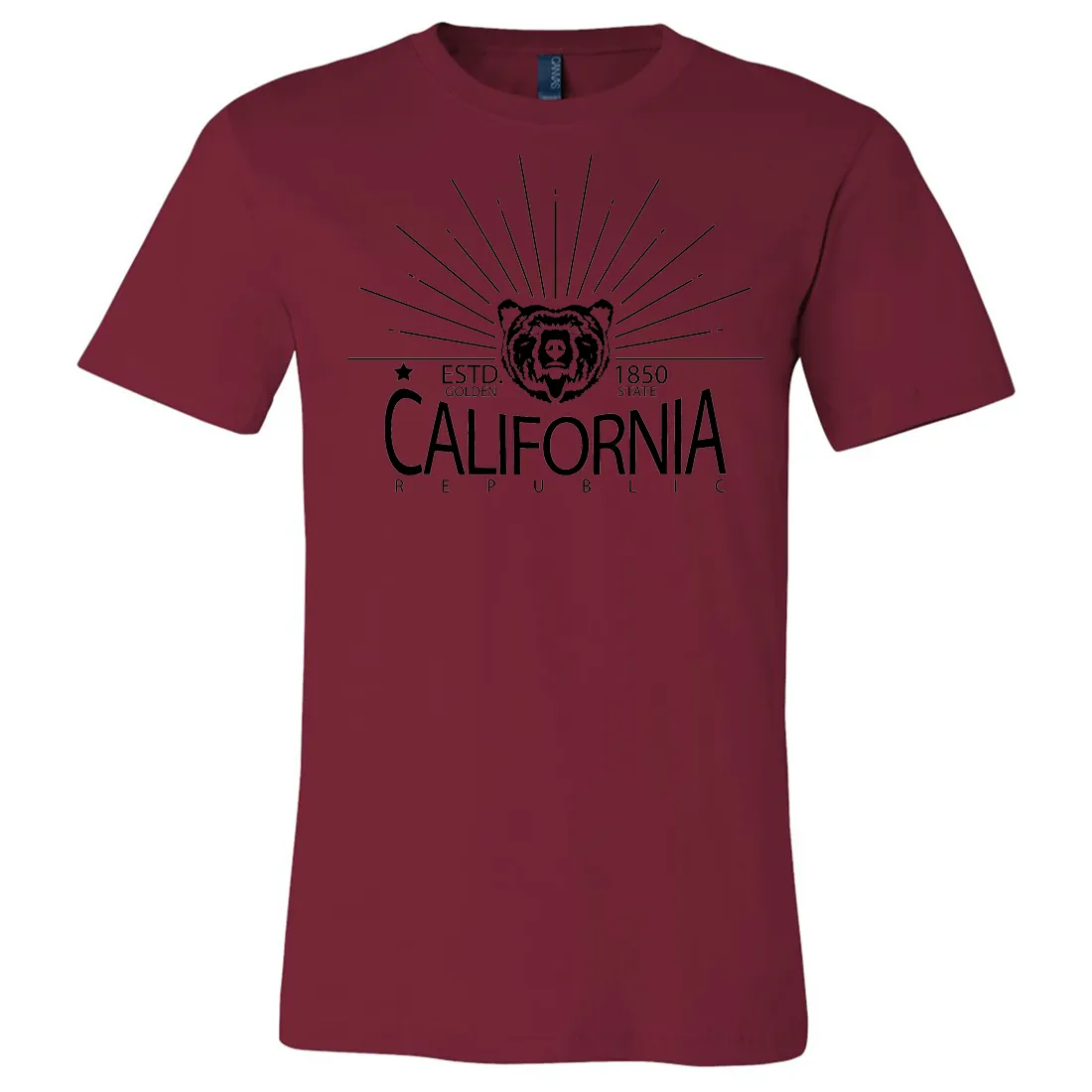 California Golden State Black Print Asst Colors Mens Lightweight Fitted T-Shirt/tee