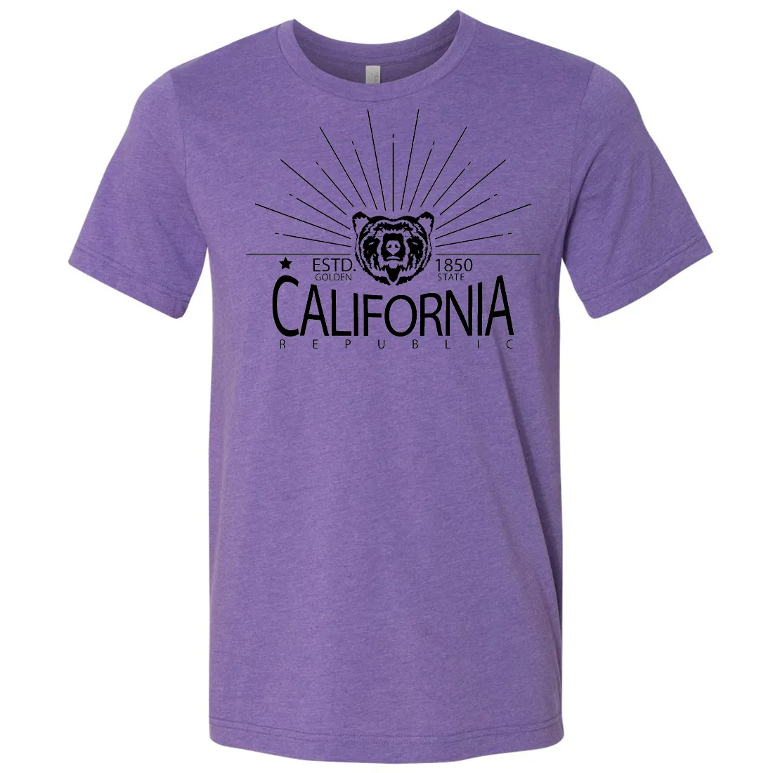 California Golden State Black Print Asst Colors Mens Lightweight Fitted T-Shirt/tee