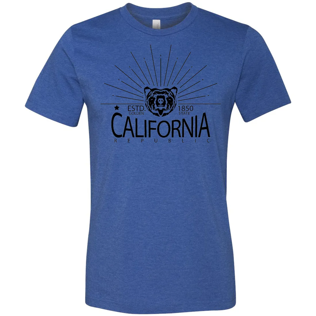 California Golden State Black Print Asst Colors Mens Lightweight Fitted T-Shirt/tee