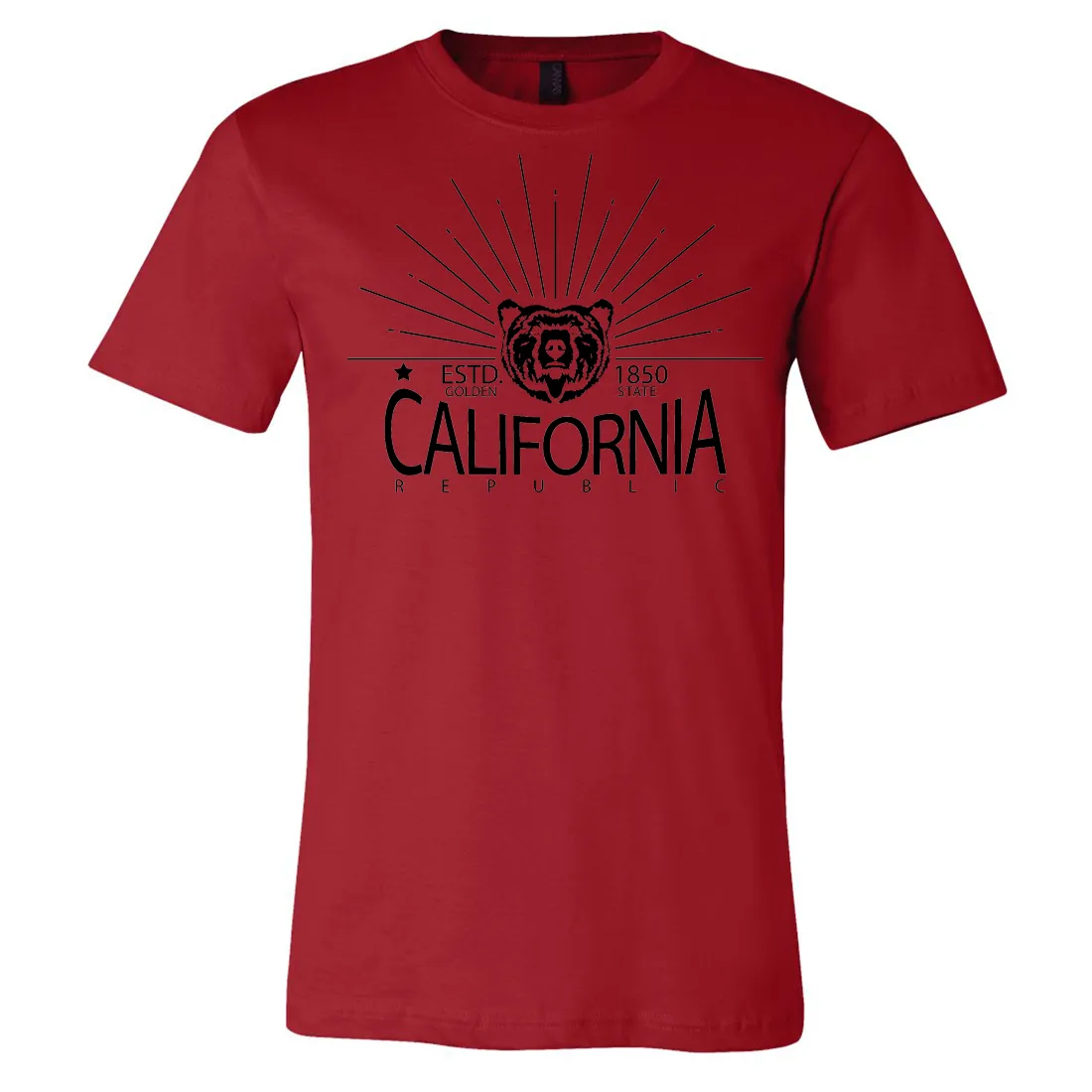 California Golden State Black Print Asst Colors Mens Lightweight Fitted T-Shirt/tee