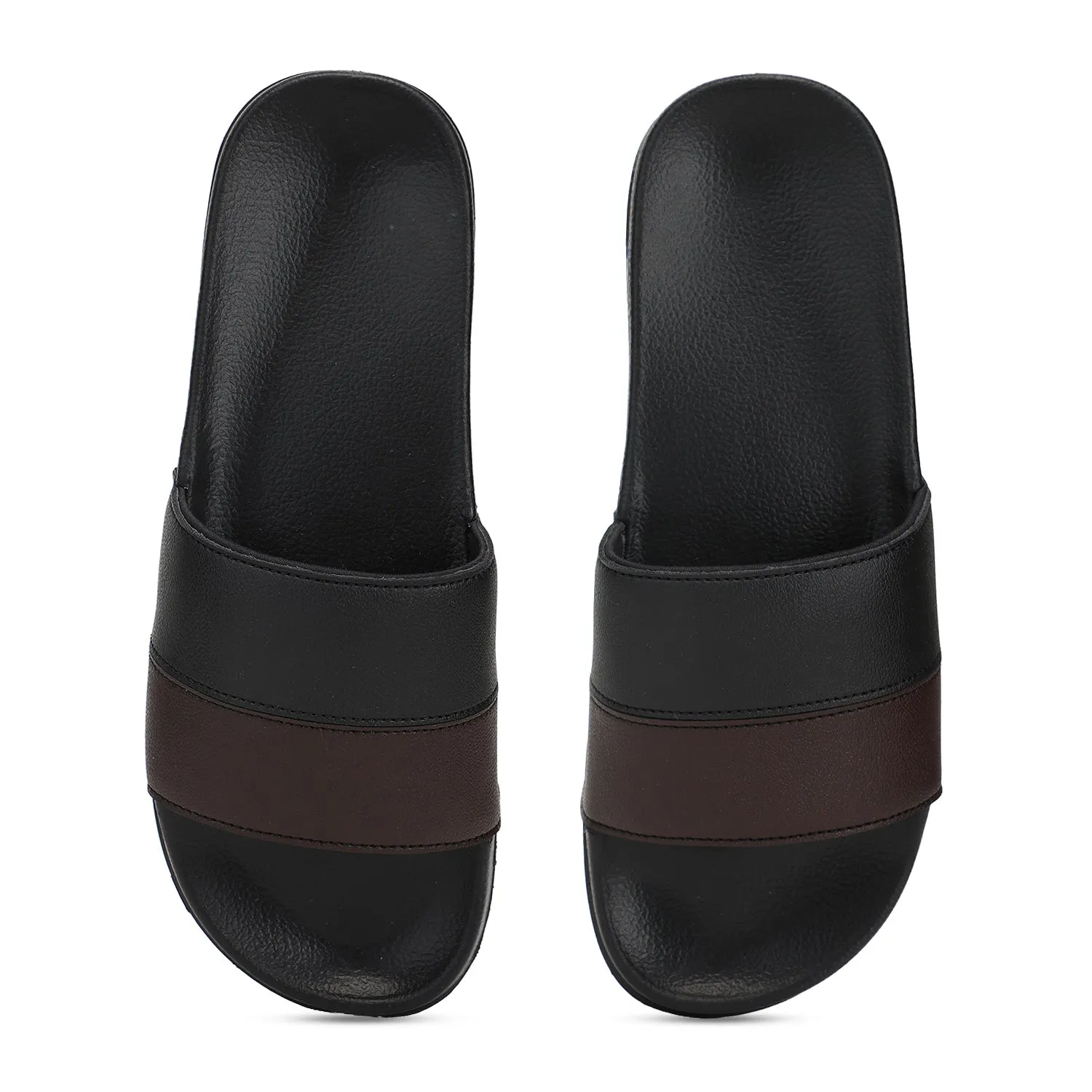 Mens Black Color Block Slides - Stylish and Comfortable Footwear for Every Day