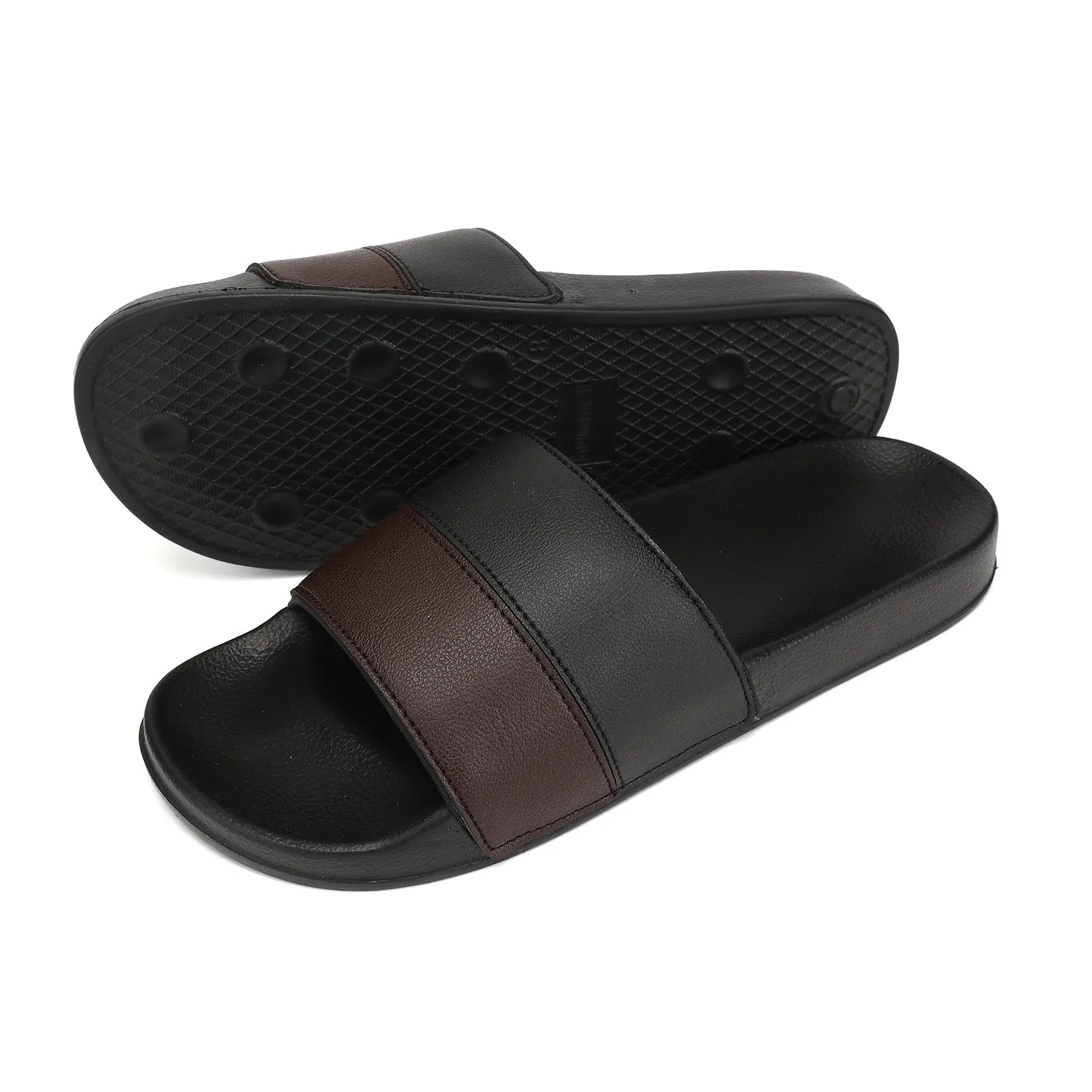 Mens Black Color Block Slides - Stylish and Comfortable Footwear for Every Day