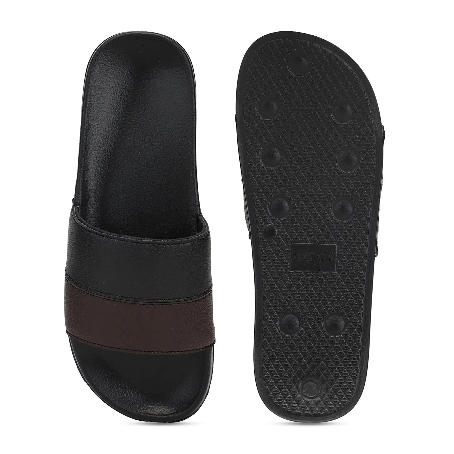 Mens Black Color Block Slides - Stylish and Comfortable Footwear for Every Day