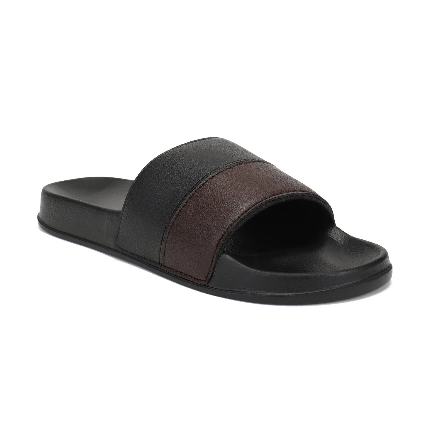 Mens Black Color Block Slides - Stylish and Comfortable Footwear for Every Day