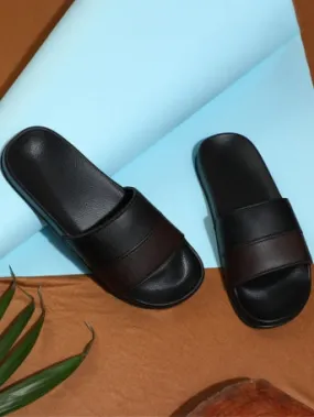 Mens Black Color Block Slides - Stylish and Comfortable Footwear for Every Day