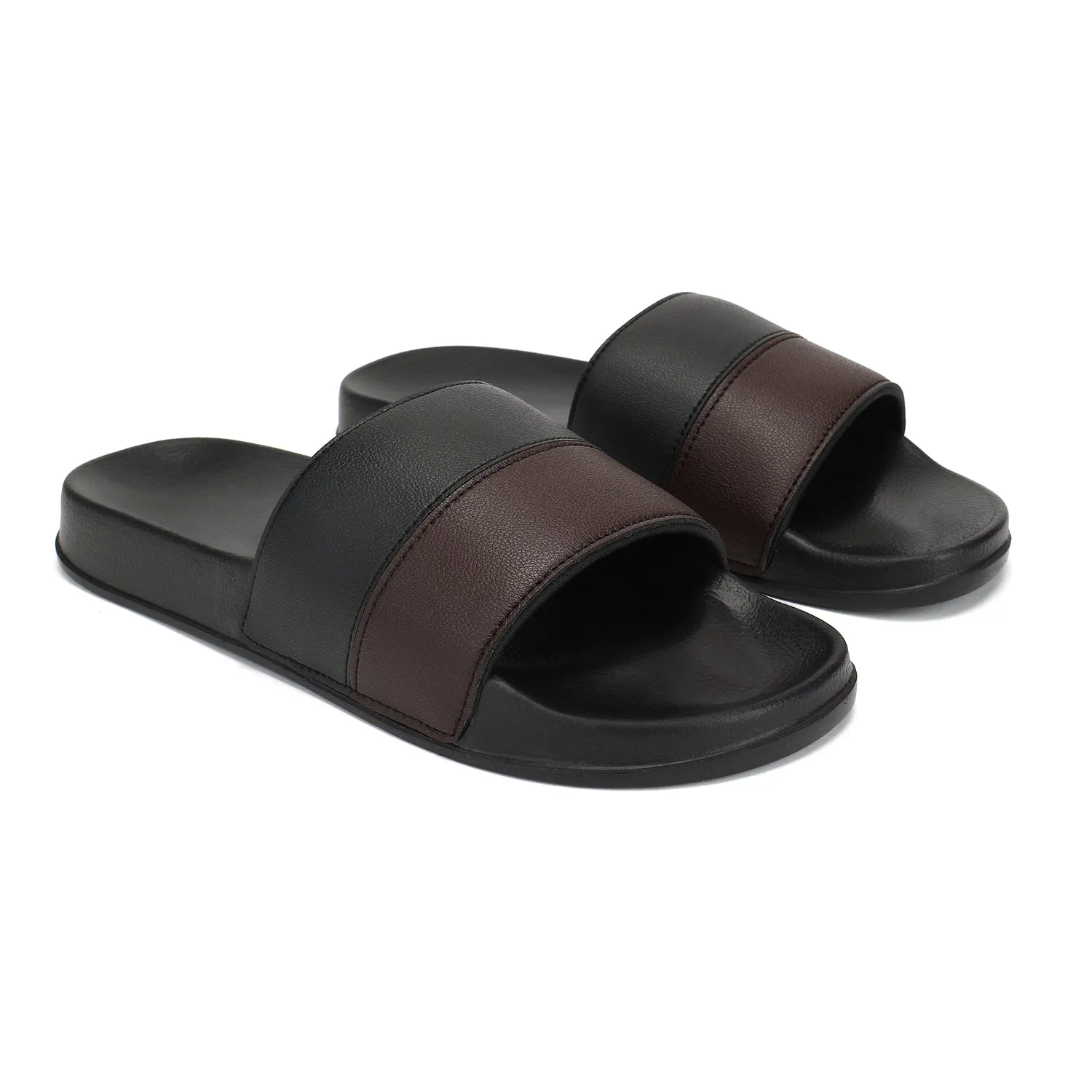 Mens Black Color Block Slides - Stylish and Comfortable Footwear for Every Day