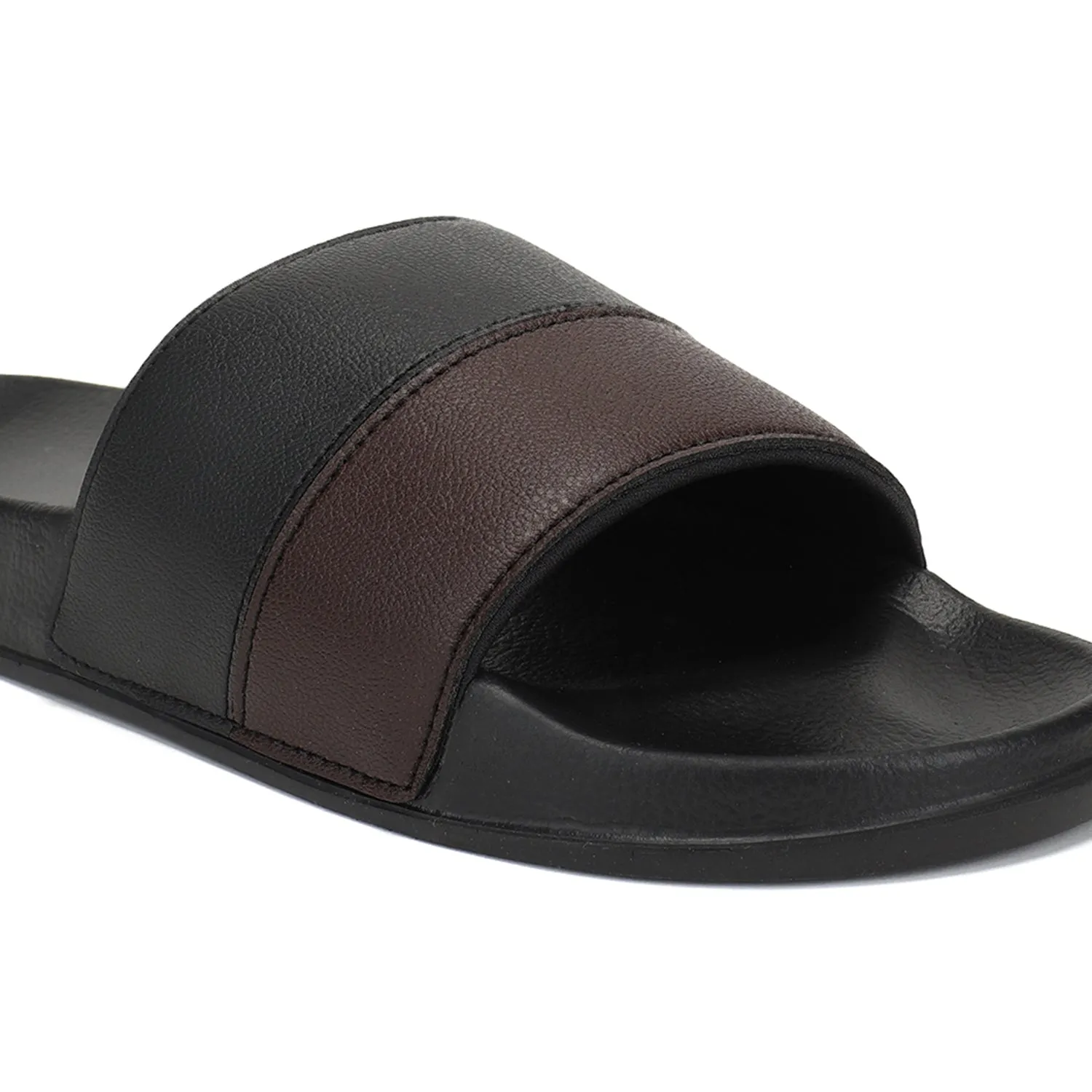 Mens Black Color Block Slides - Stylish and Comfortable Footwear for Every Day