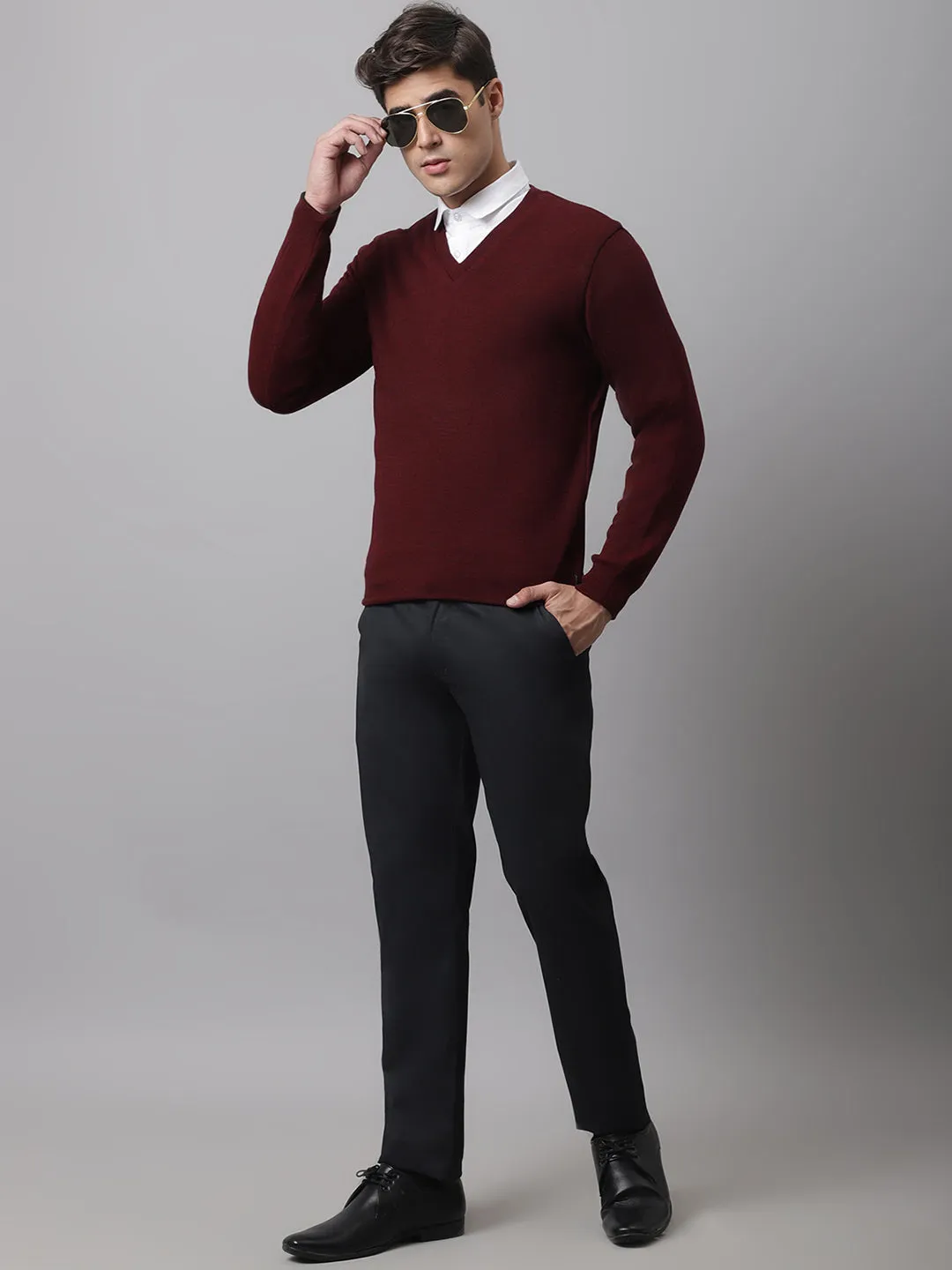 Cantabil  Men Maroon Sweater