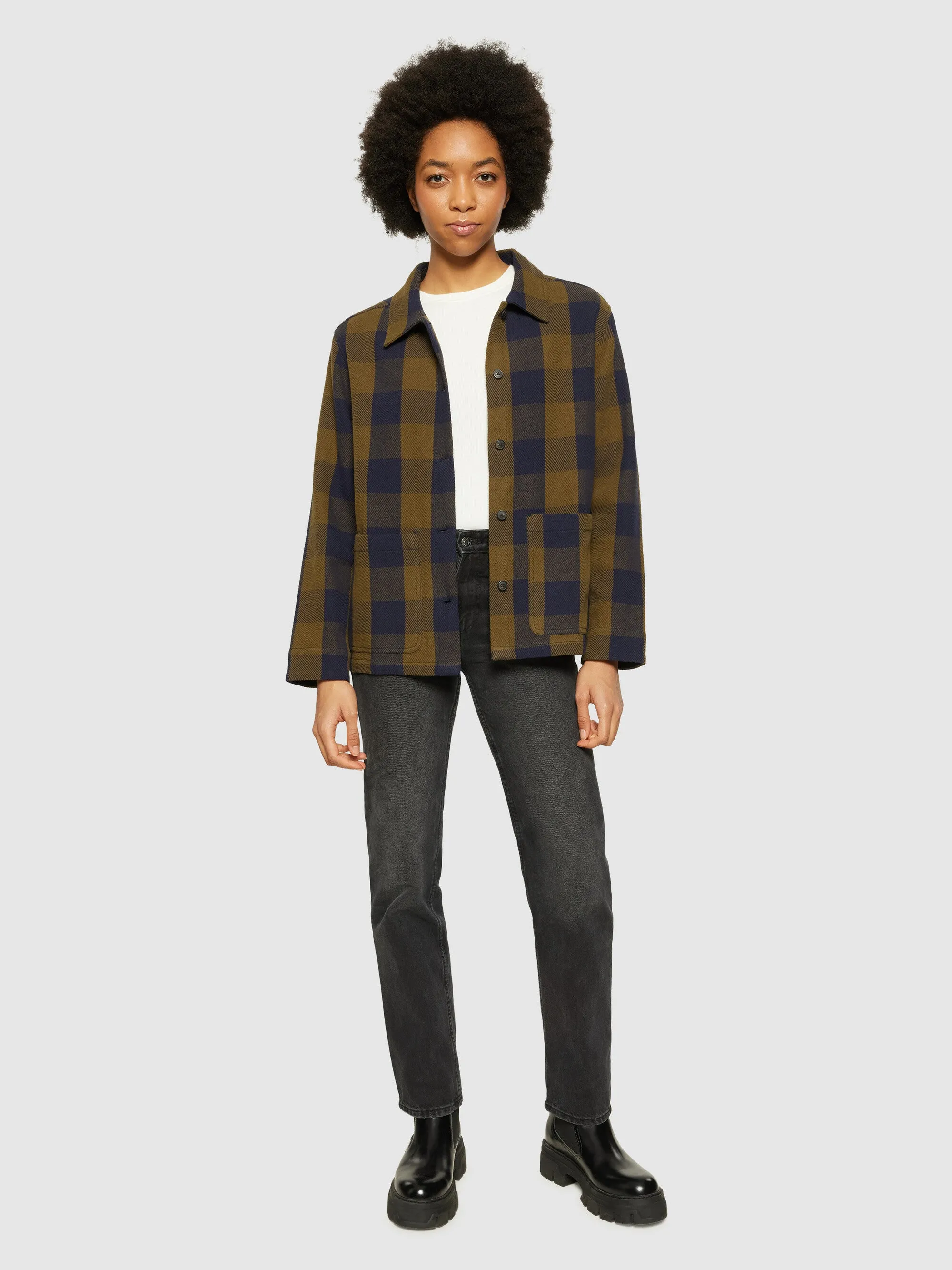 Classic check overshirt - GOTS/Vegan - Beige check