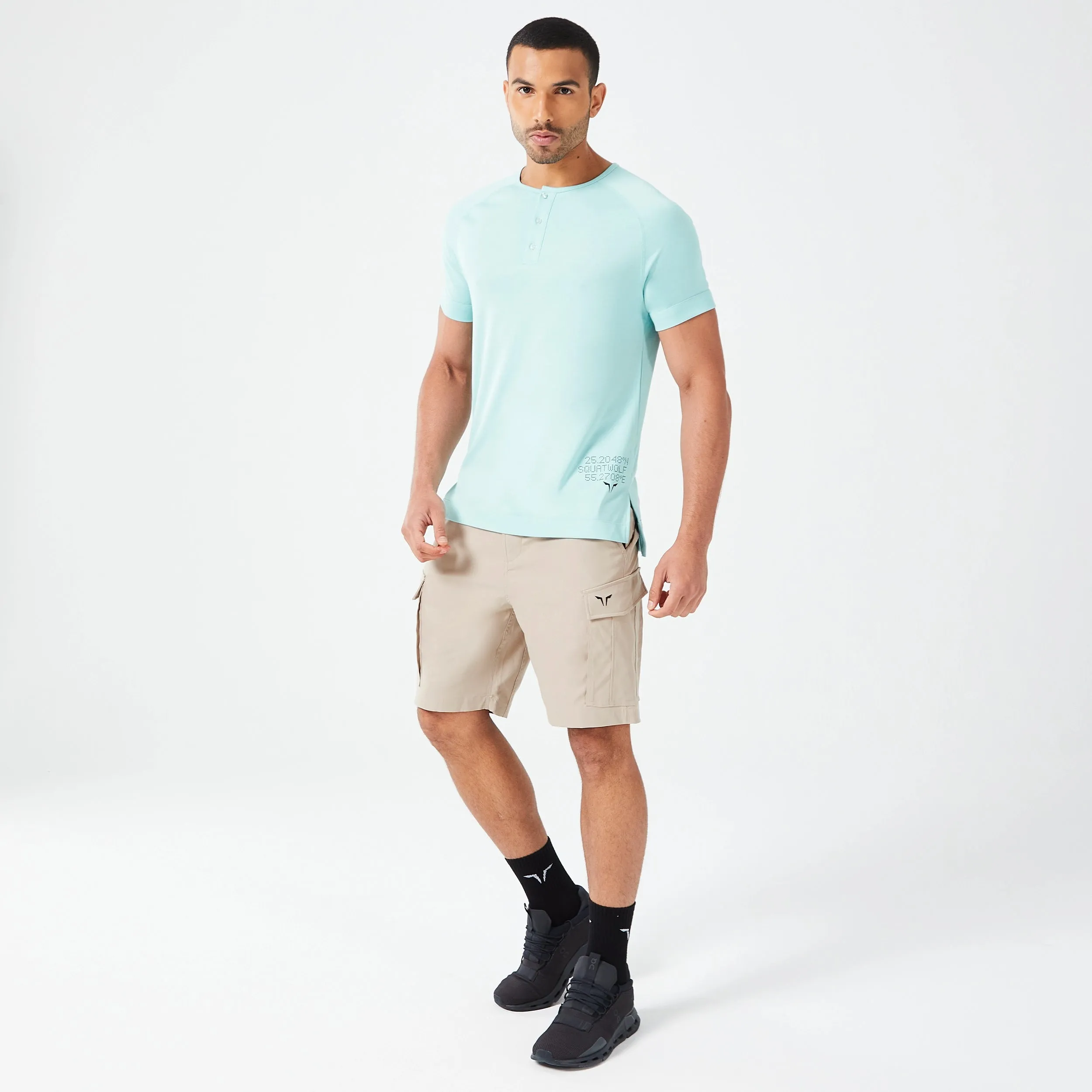 Optimized Henley Code Tee in Canal Blue