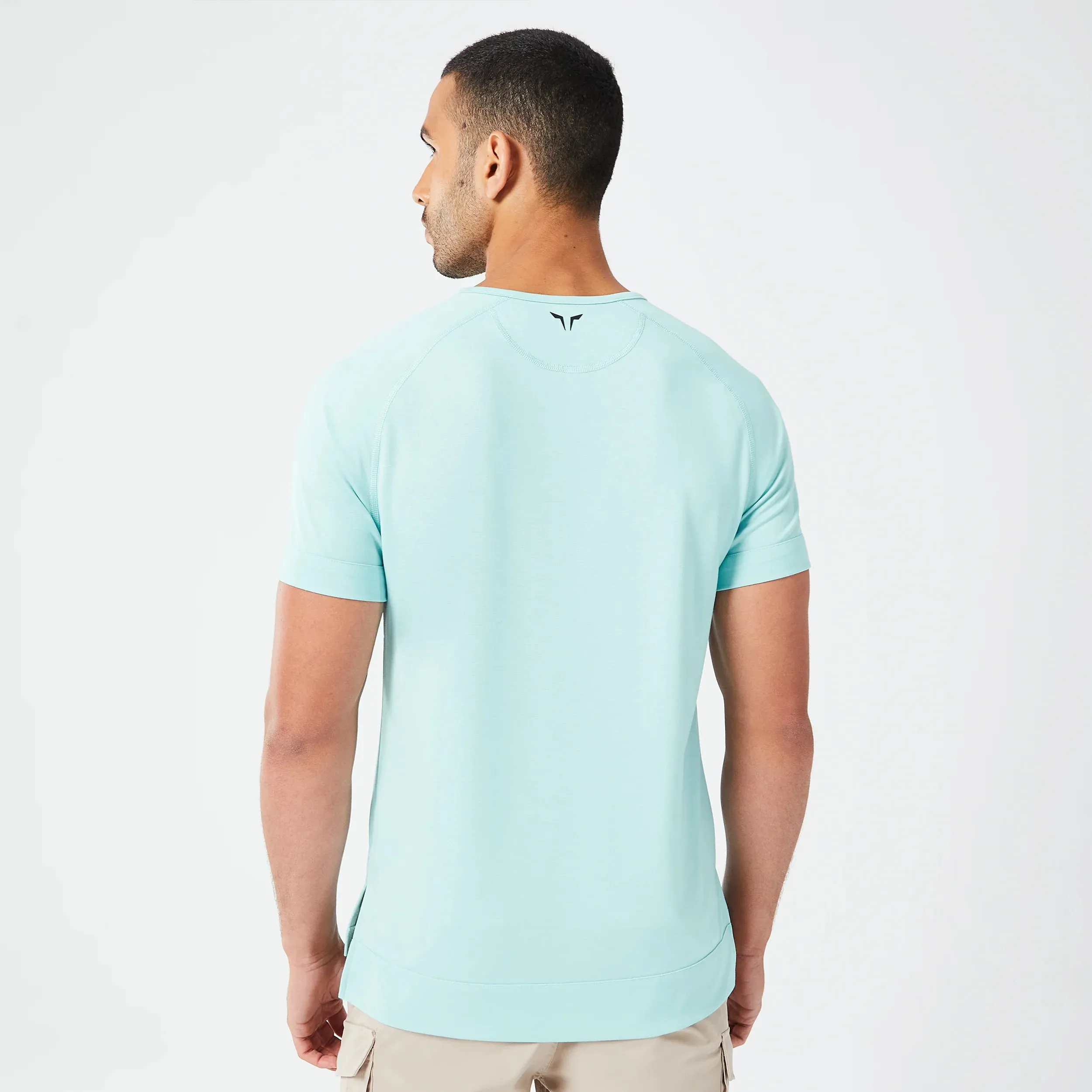 Optimized Henley Code Tee in Canal Blue