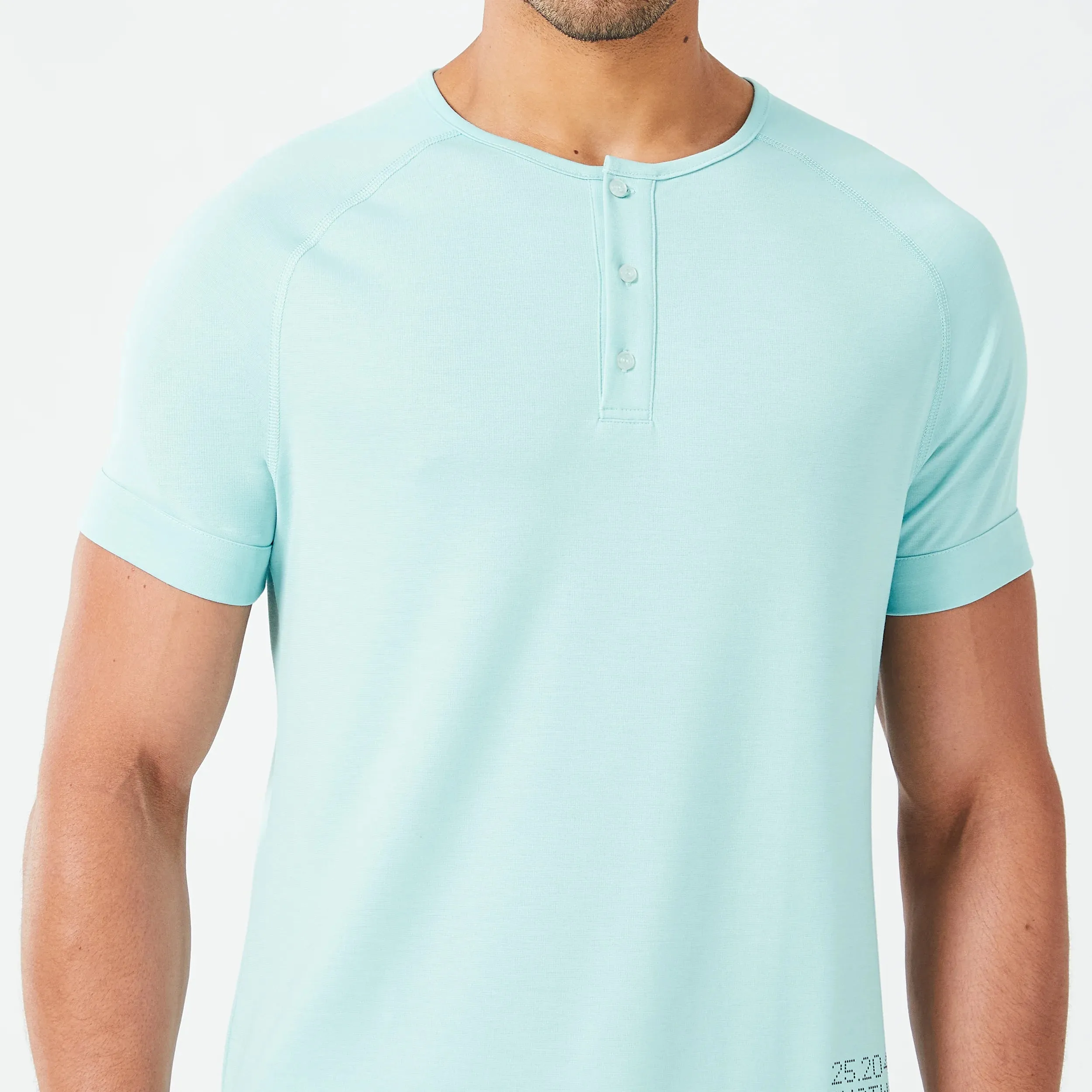 Optimized Henley Code Tee in Canal Blue