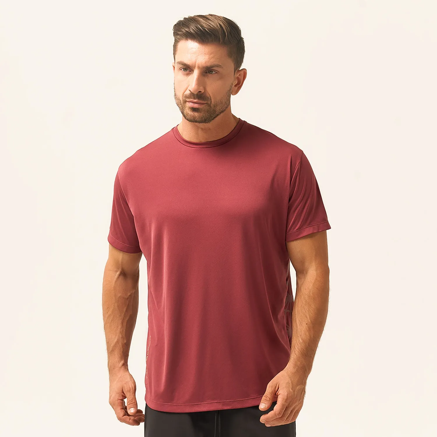 Here’s a suggested optimized title for the e-commerce product:

“Urban Style Oxblood Red Graphic Tee - Comfortable and Trendy Men’s T-Shirt”

This title includes modifiers that highlight the style, color, and suitability of the product.