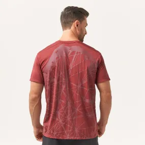 Here’s a suggested optimized title for the e-commerce product:

“Urban Style Oxblood Red Graphic Tee - Comfortable and Trendy Men’s T-Shirt”

This title includes modifiers that highlight the style, color, and suitability of the product.