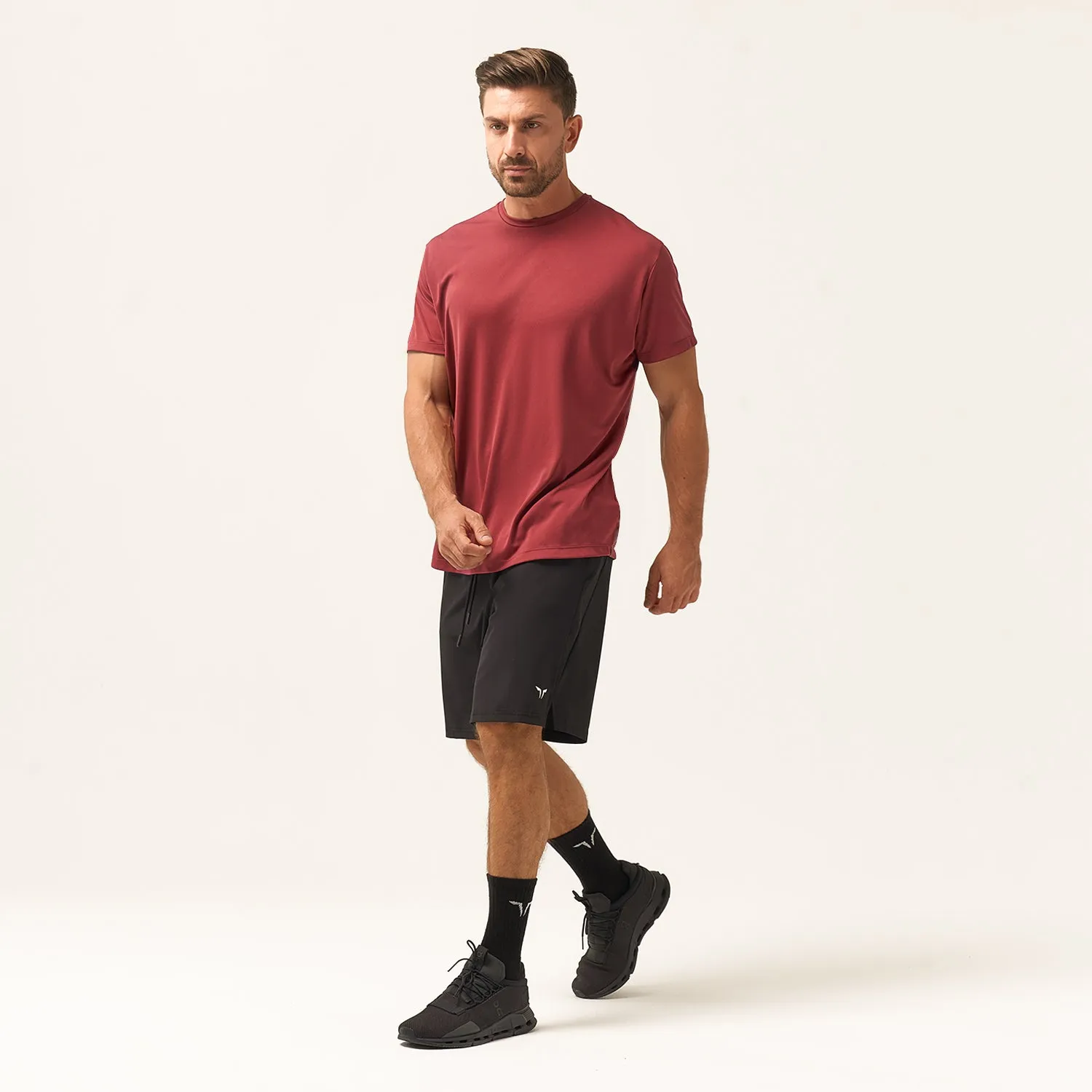 Here’s a suggested optimized title for the e-commerce product:

“Urban Style Oxblood Red Graphic Tee - Comfortable and Trendy Men’s T-Shirt”

This title includes modifiers that highlight the style, color, and suitability of the product.