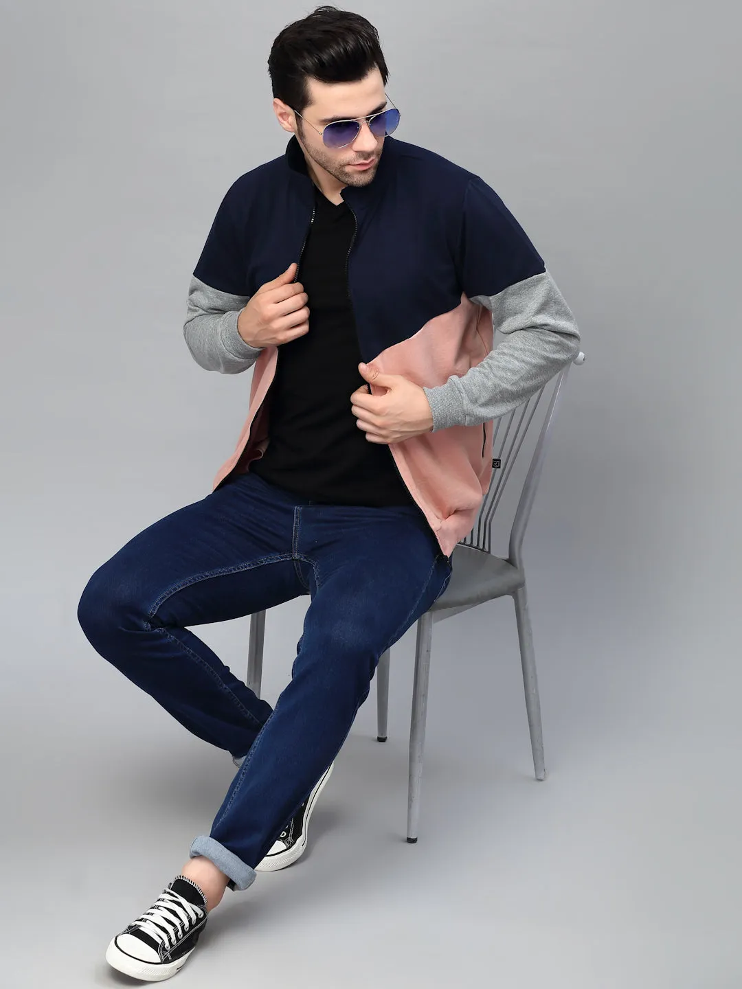 Color Blocked High Neck Fleece Jacket