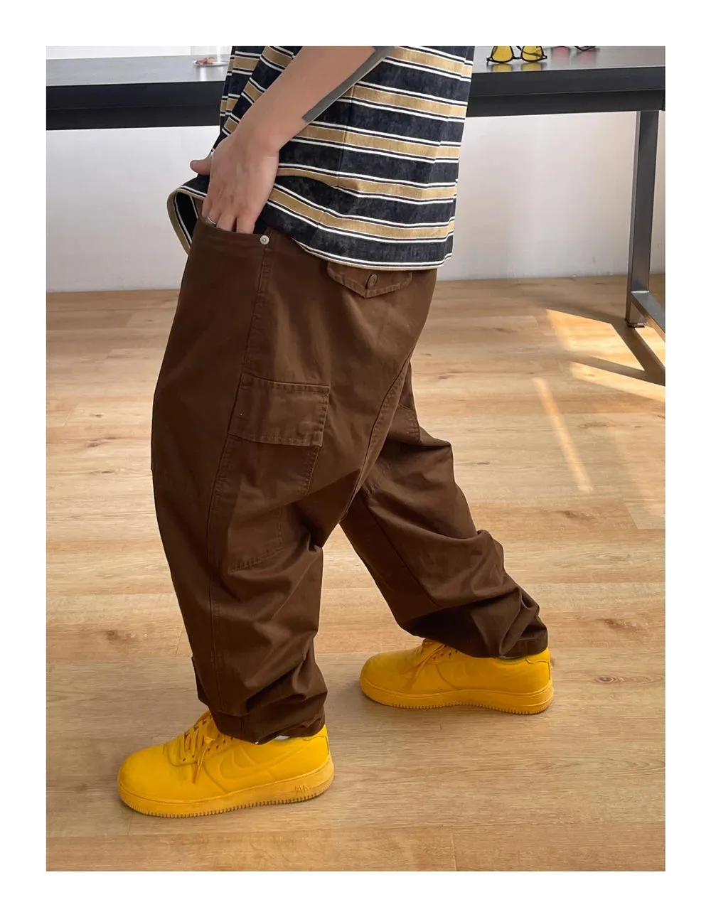 Contrast Waistband Paint Splash Workwear Cargo Pants